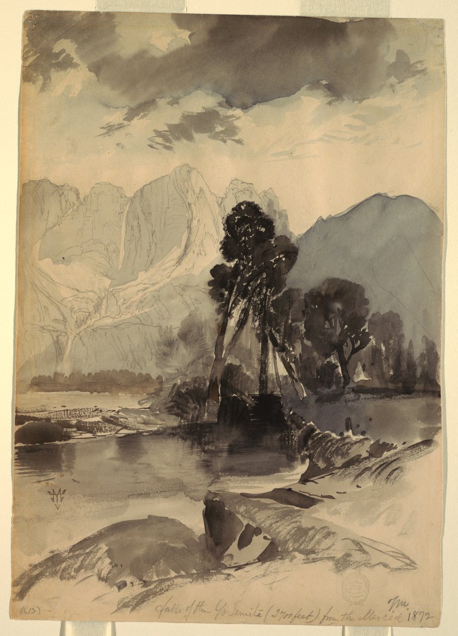绘画，优胜美地瀑布，1872 年 作者 托马斯·莫兰