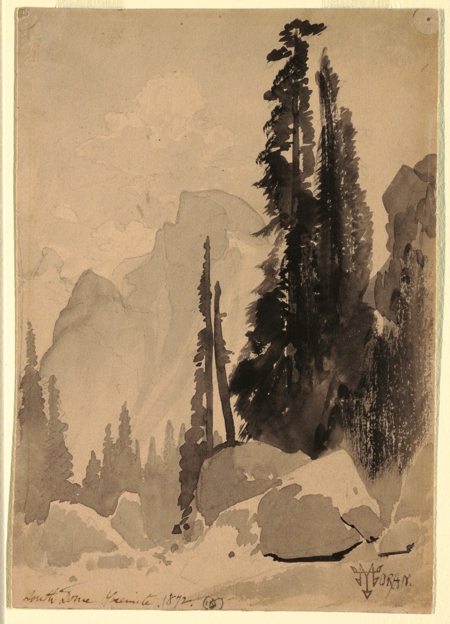 绘画，优胜美地半圆顶，1872 年 作者 托马斯·莫兰