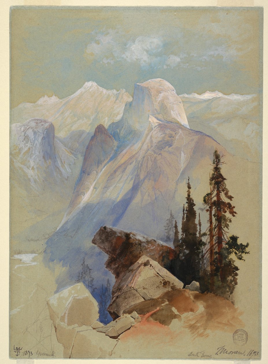 绘画，优胜美地半圆顶，1873 年 作者 托马斯·莫兰