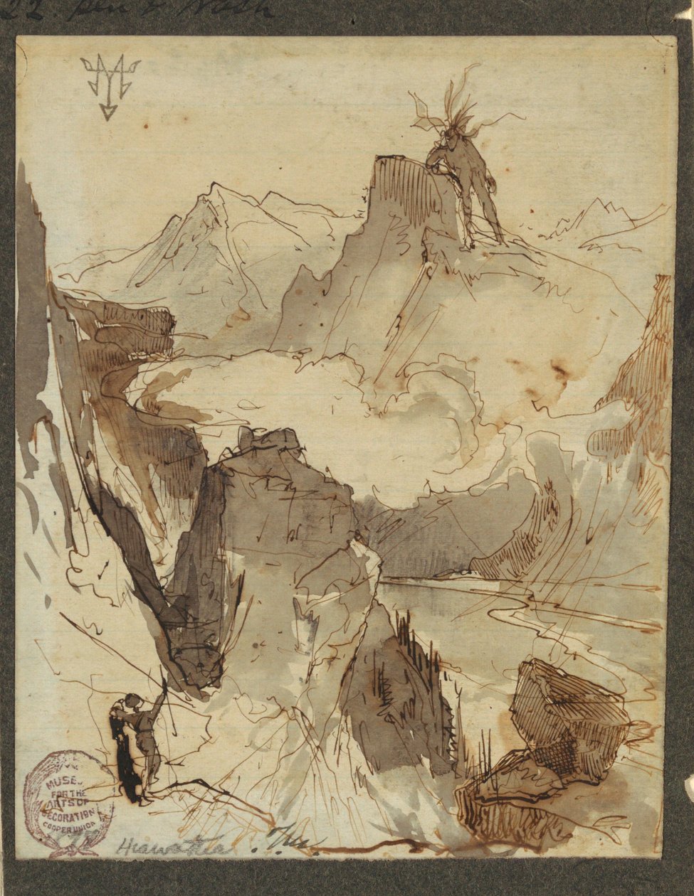 图画，海华沙看见穆德吉克尤斯，1870-1875 年 作者 托马斯·莫兰