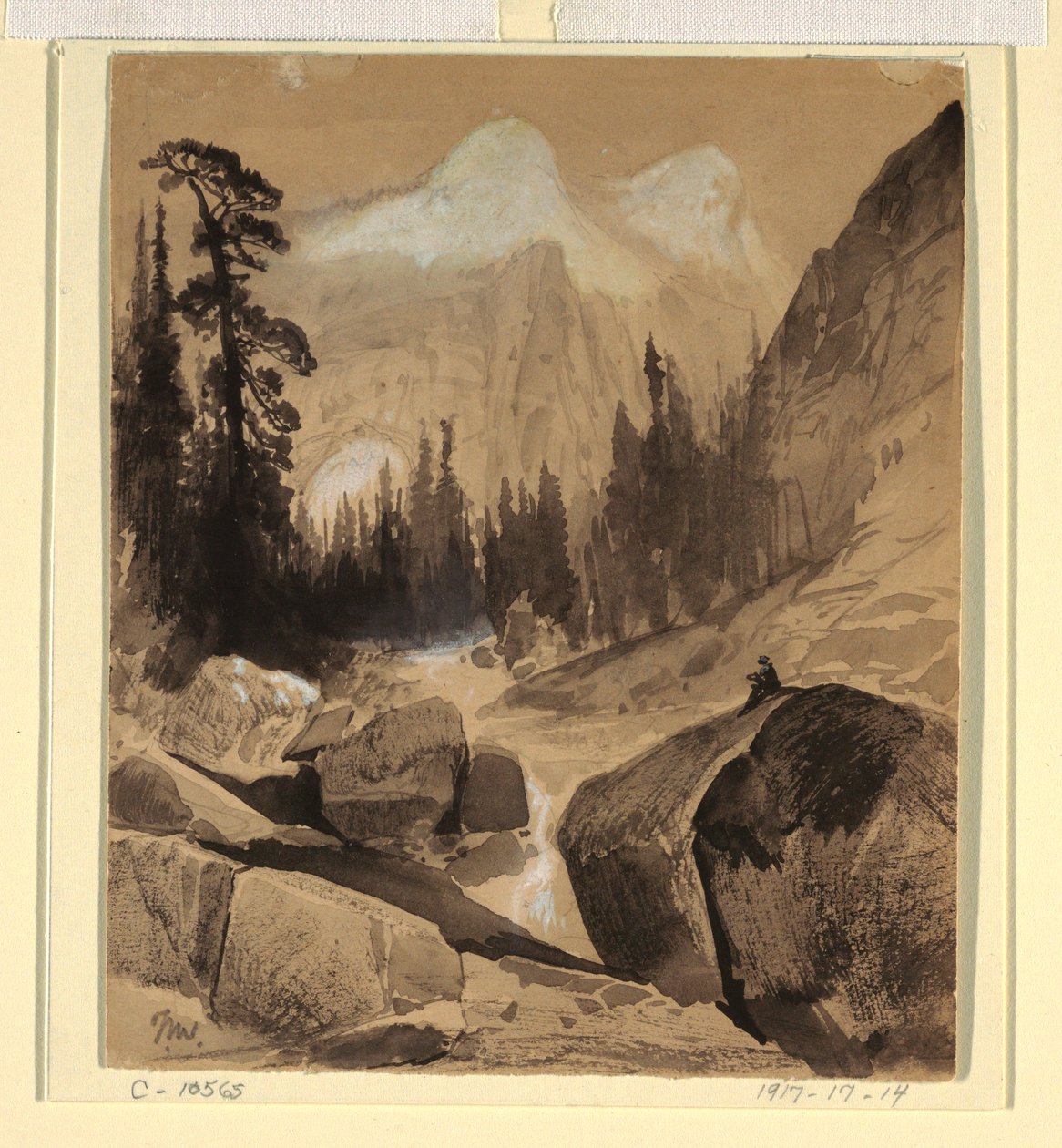 绘图，北圆顶，优胜美地，加利福尼亚，1872 年 作者 托马斯·莫兰