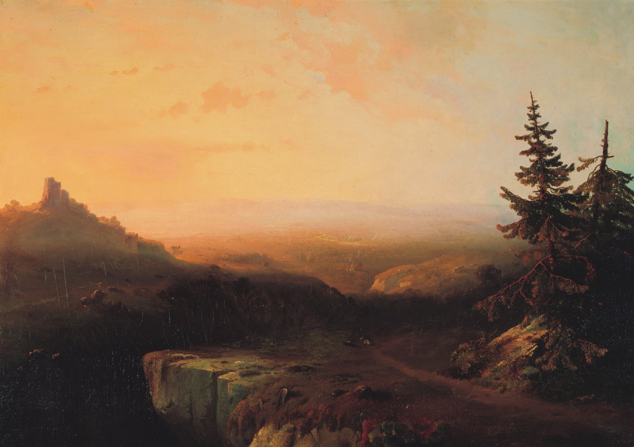 山景，约1865年（布面油画） 作者 托马斯·莫兰