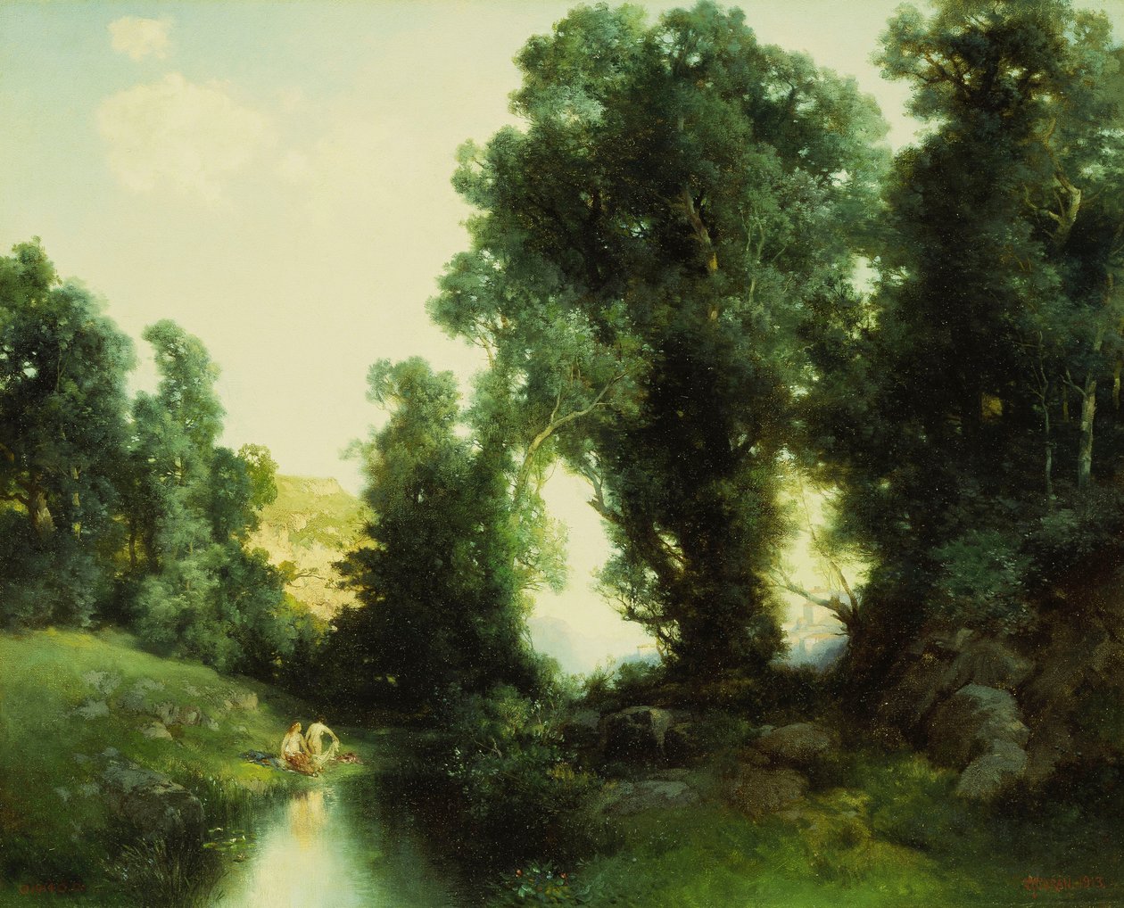 墨西哥库埃纳瓦卡，沐浴洞，1913年 作者 托马斯·莫兰