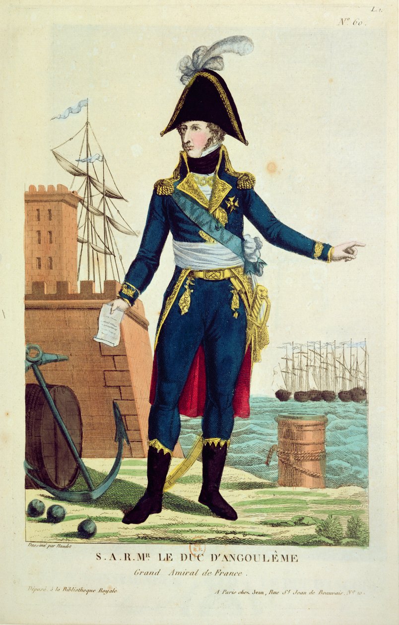 Louis-Antoine Bourbon（1775-1844）Angouleme公爵（彩色雕刻） 作者 托马斯·诺德（Thomas Naudet）