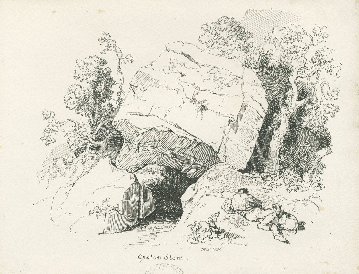 Biddulph-“ Gawton Stone”：钢笔和墨水素描，1836年 作者 托马斯·佩普洛伍德
