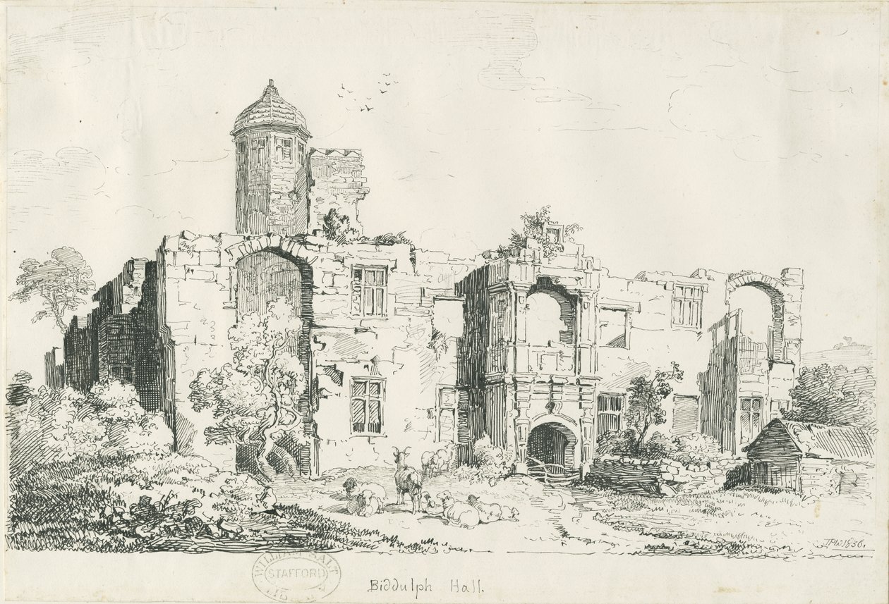 Biddulph Hall（旧）：钢笔画 作者 托马斯·佩普洛伍德