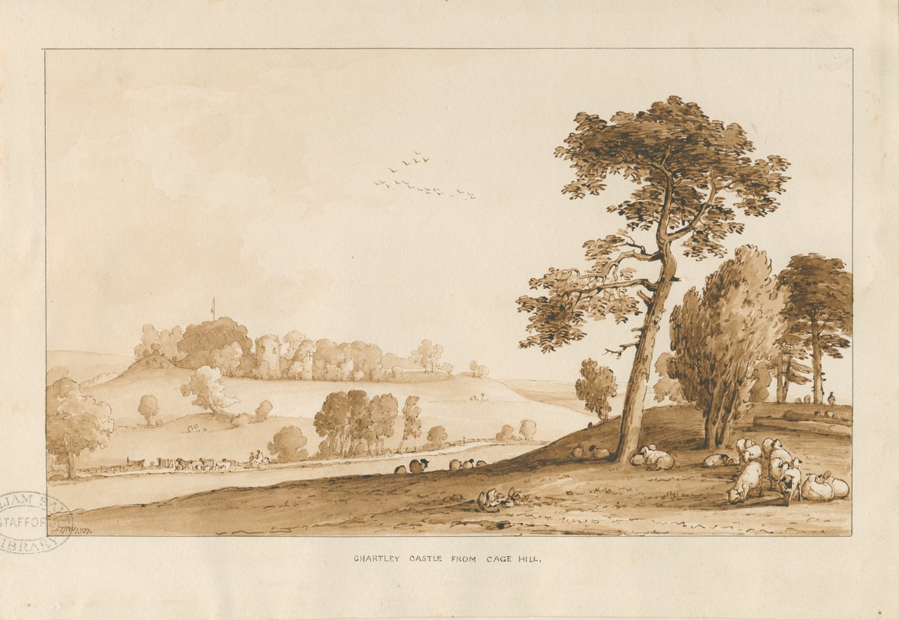 查特利城堡：棕褐色水墨画，1837年 作者 托马斯·佩普洛伍德