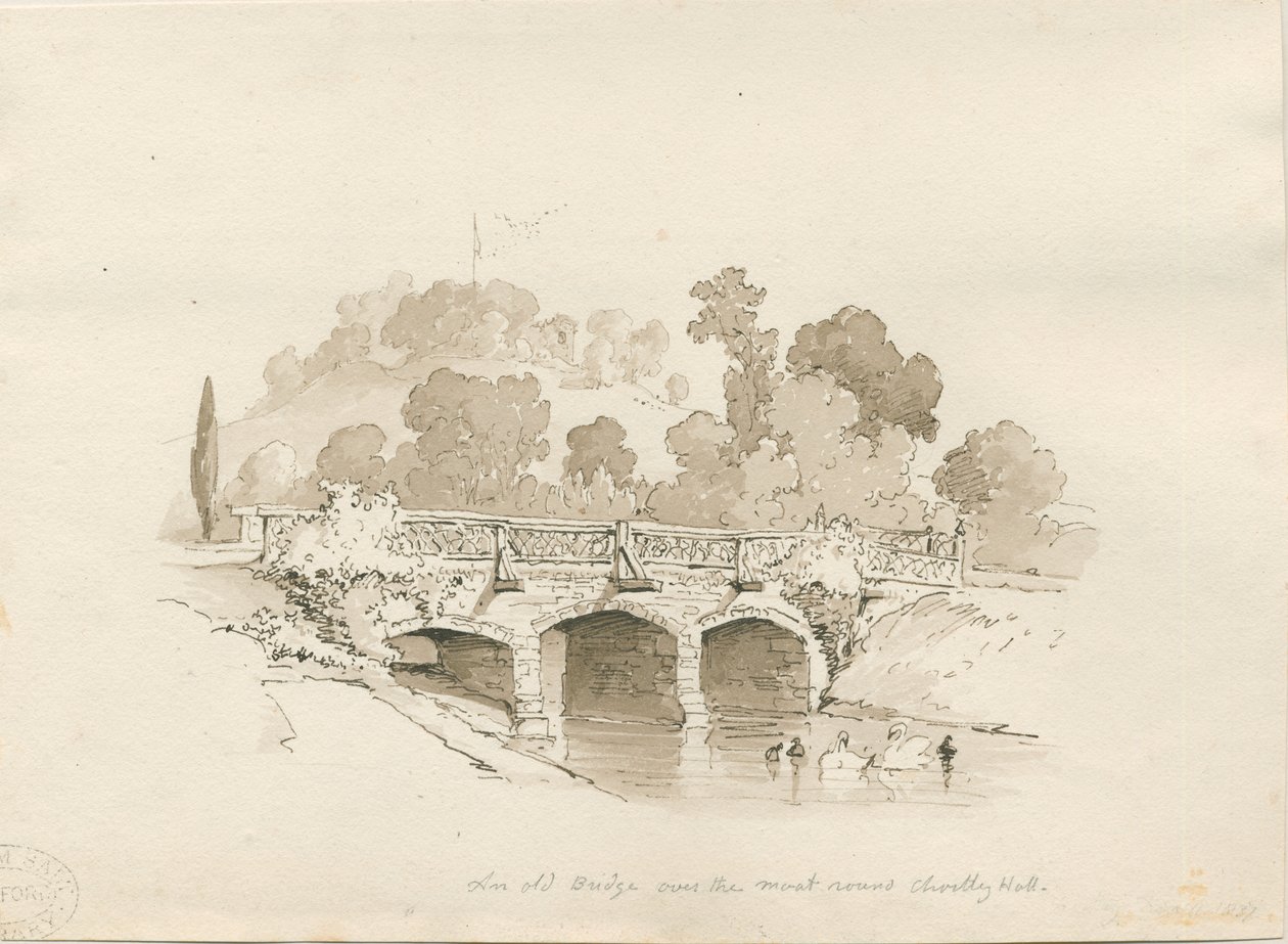 查特利·霍尔（Chartley Hall）：水笔素描，1837年 作者 托马斯·佩普洛伍德