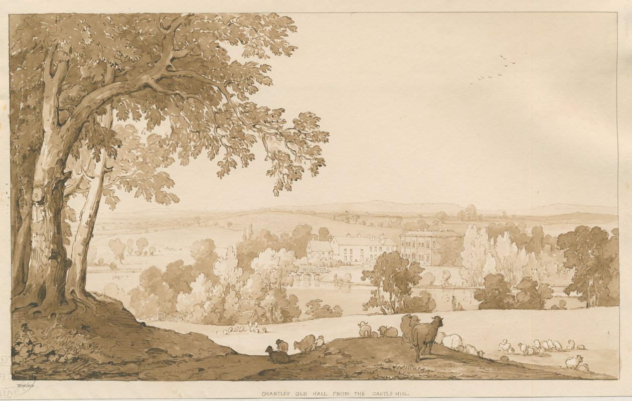 查特利·霍尔（Charterley Hall）：棕褐色素描，1837年 作者 托马斯·佩普洛伍德