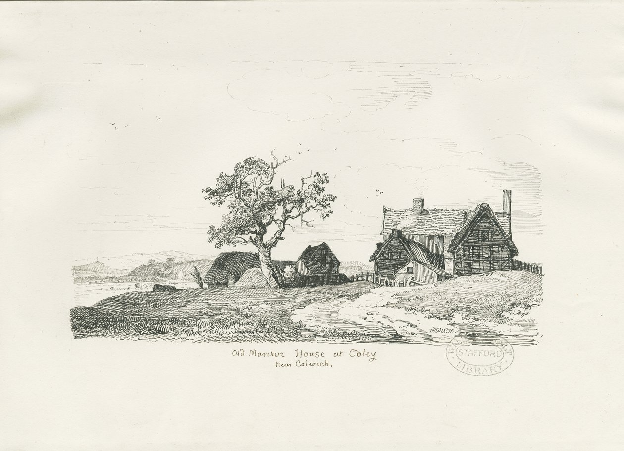 科尔维奇-科利的老庄园住宅：钢笔和墨水素描，1836年 作者 托马斯·佩普洛伍德