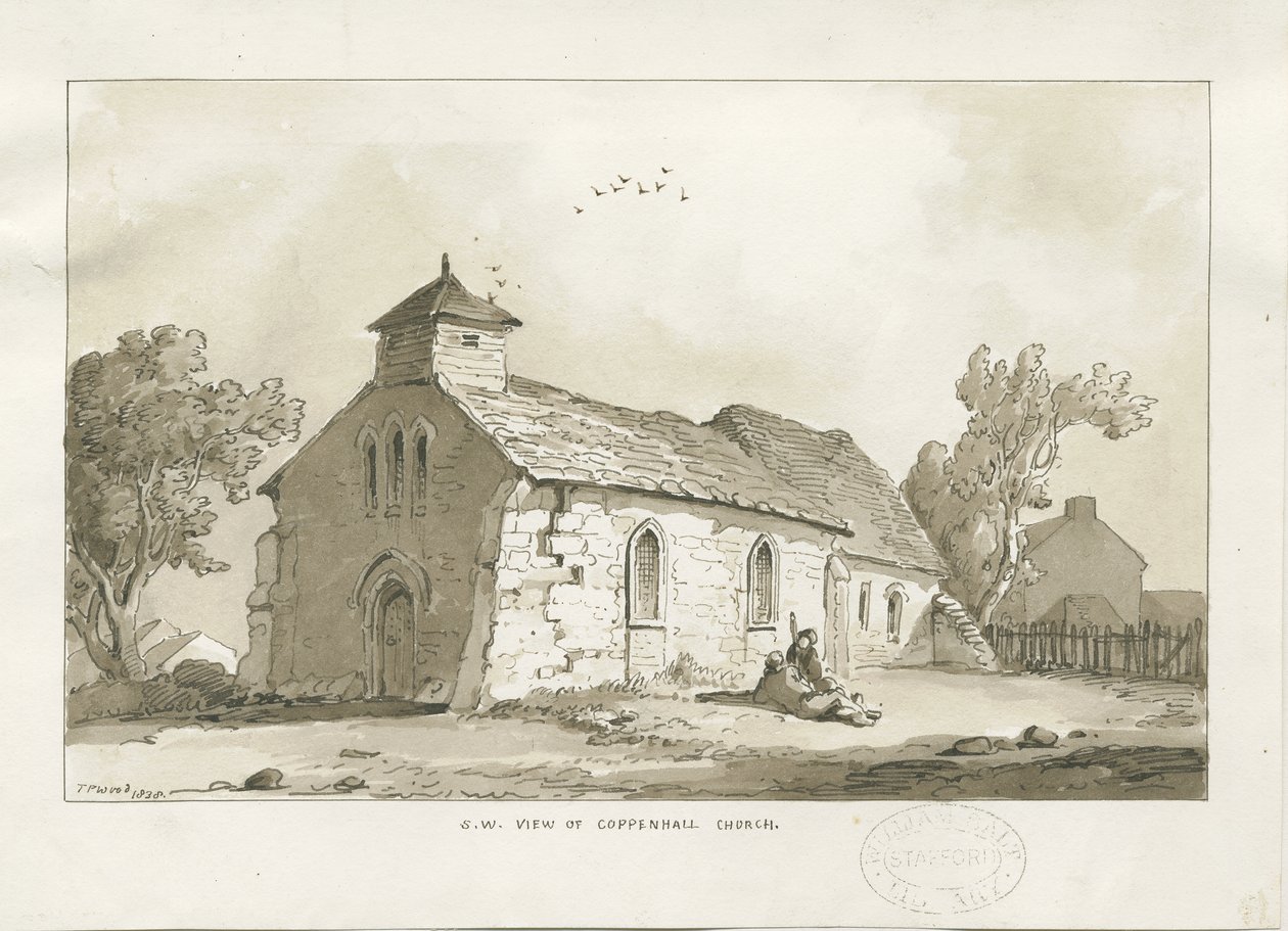 Coppenhall Church: sepia drawing 作者 托马斯·佩普洛伍德
