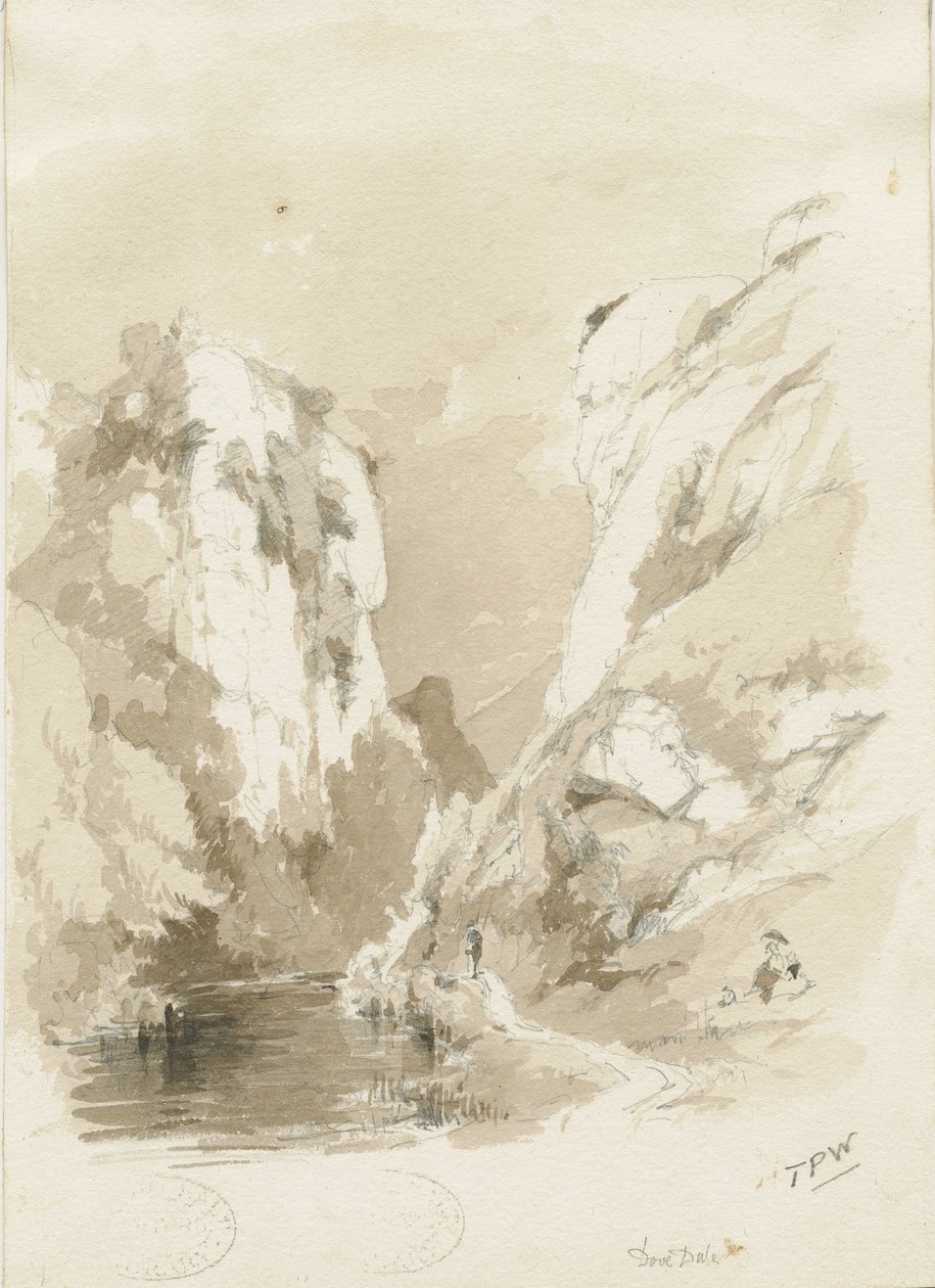 Dovedale-景观：铅笔和水墨画，nd [1817-1845]（绘画） 作者 托马斯·佩普洛伍德
