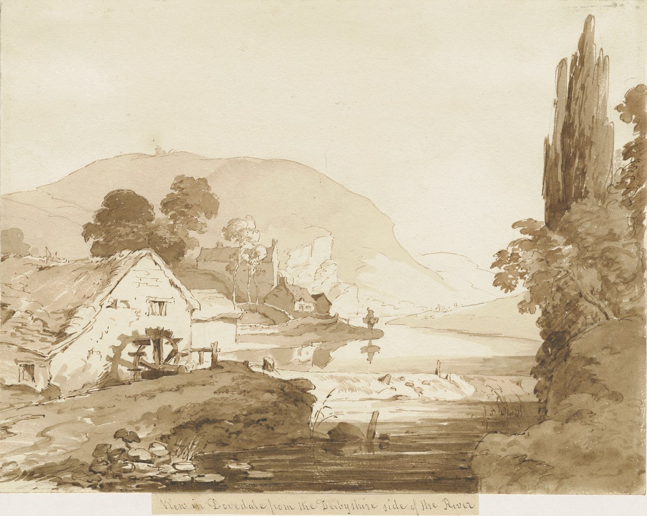 Dovedale-景观：棕褐色水洗图，nd [1817-1845] 作者 托马斯·佩普洛伍德