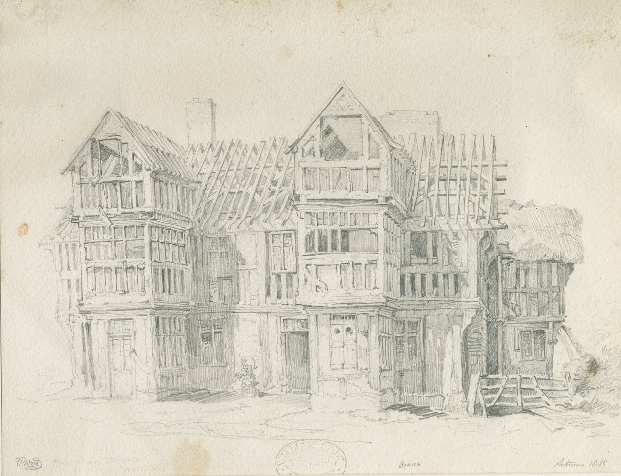Eccleshall-Biana Hall：铅笔素描，1835年 作者 托马斯·佩普洛伍德