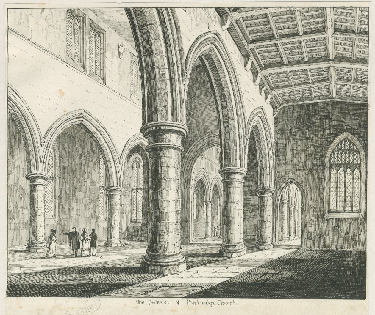 Penkridge教堂内部：钢笔和墨水绘画，nd [？1837]（绘画） 作者 托马斯·佩普洛伍德