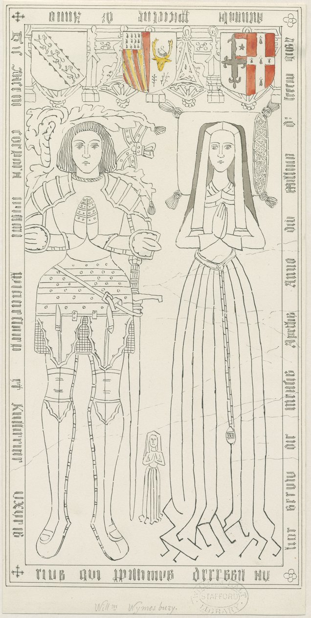 彭克里奇教堂-威廉·威恩斯伯里墓：钢笔和墨水绘画，nd [1842-1845]（绘画） 作者 托马斯·佩普洛伍德