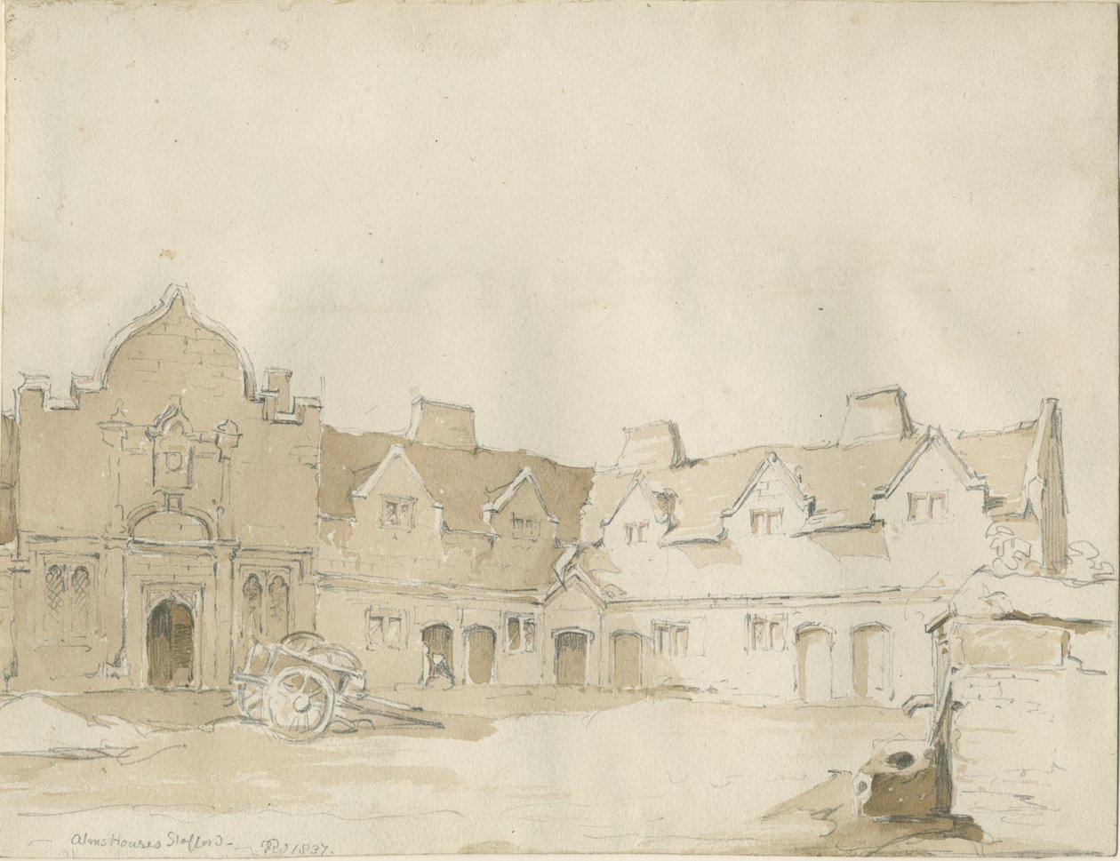 斯塔福德-施舍之家：钢笔画，1837年 作者 托马斯·佩普洛伍德