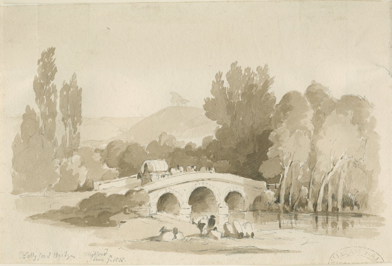 斯塔福德-米尔福德的Hollyford桥：乌贼墨画，1838年6月7日（绘画） 作者 托马斯·佩普洛伍德
