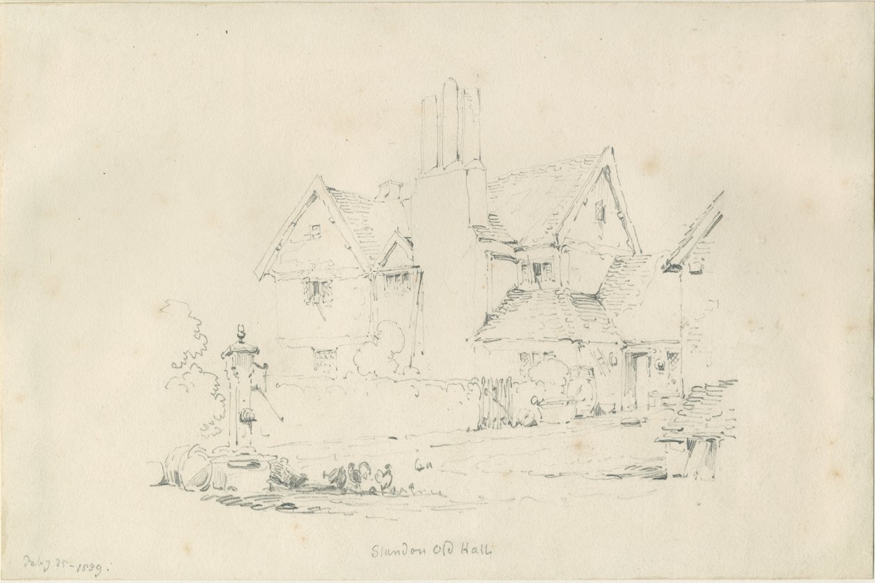 Standon Hall：铅笔素描，1839年2月25日 作者 托马斯·佩普洛伍德