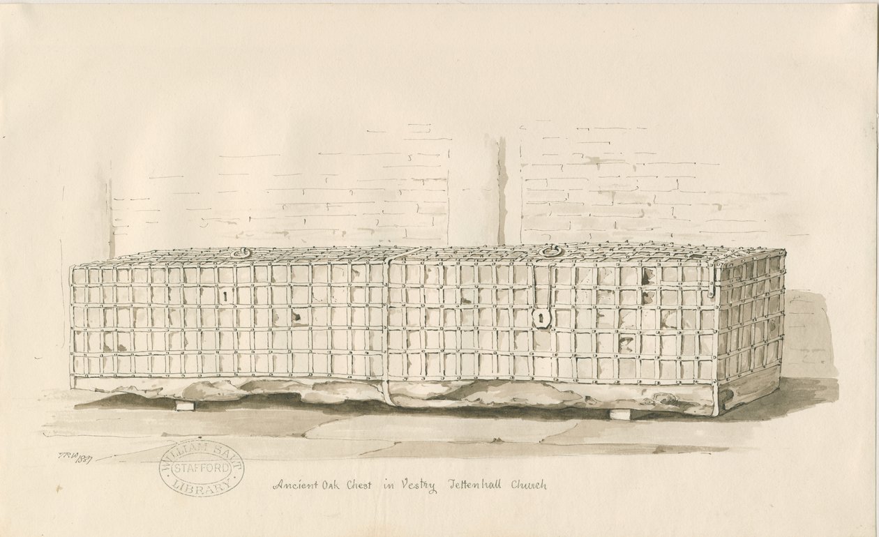 Tettenhall-古代橡树箱：棕褐色和钢笔画 作者 托马斯·佩普洛伍德