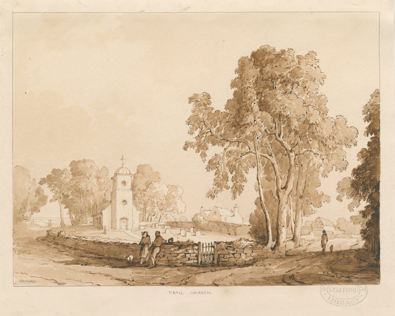 蒂克斯教堂（Tixall Church）：棕褐色绘图，1837年 作者 托马斯·佩普洛伍德