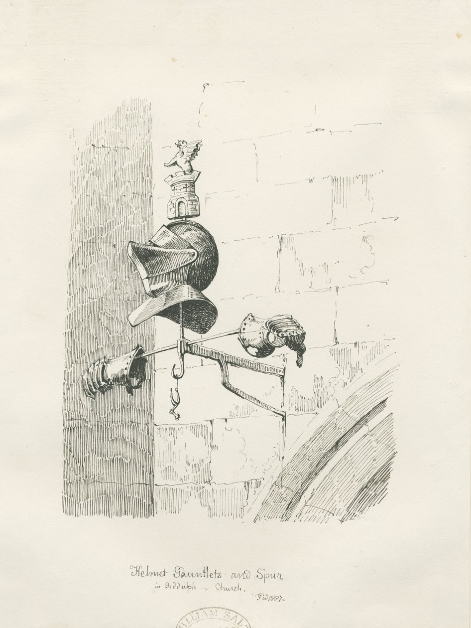 Biddulph教堂的坟墓-William Bowyer：钢笔和水墨画 作者 托马斯·佩普洛伍德