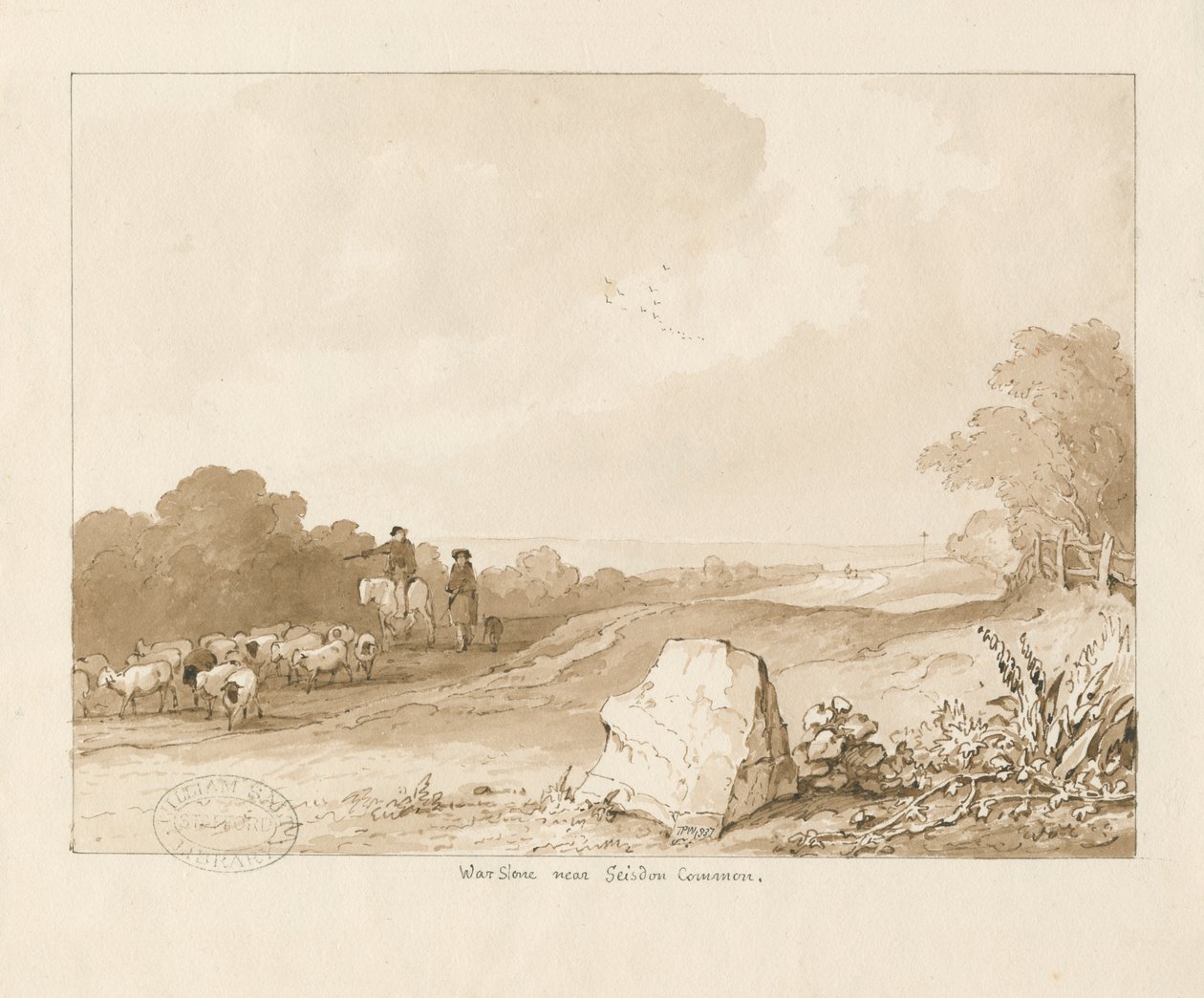 Trysull-“战争遗迹附近的Seisdon Common”：钢笔和棕褐色水墨画，1837年 作者 托马斯·佩普洛伍德