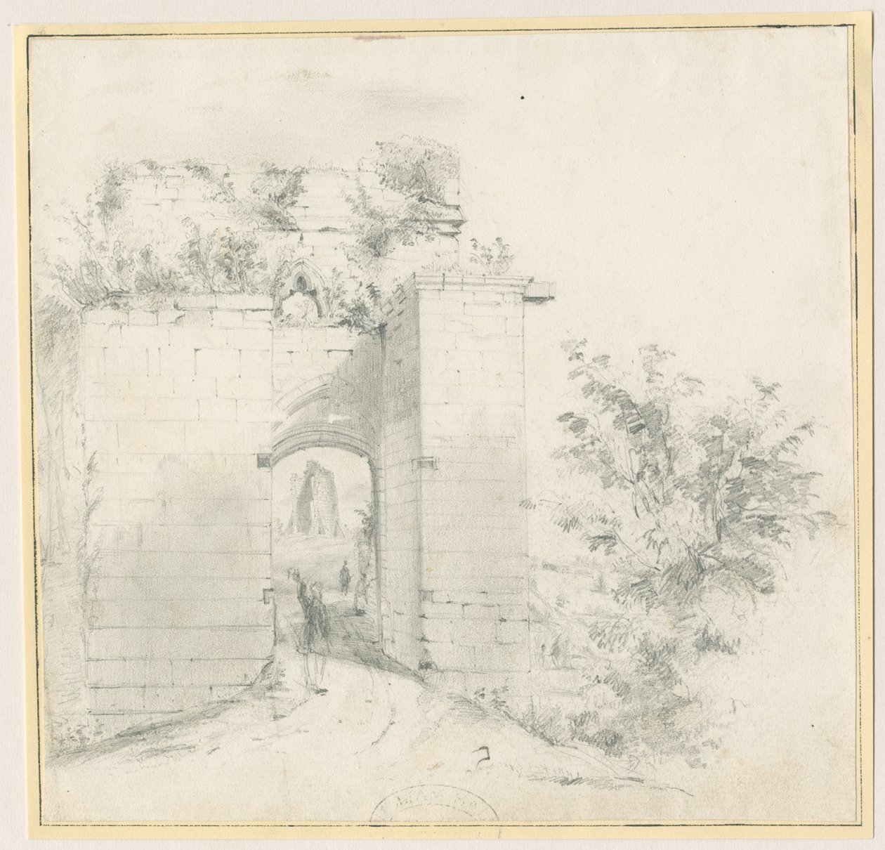 图特伯里城堡-入口大门：铅笔素描，nd [？19th cent]（绘画） 作者 托马斯·佩普洛伍德