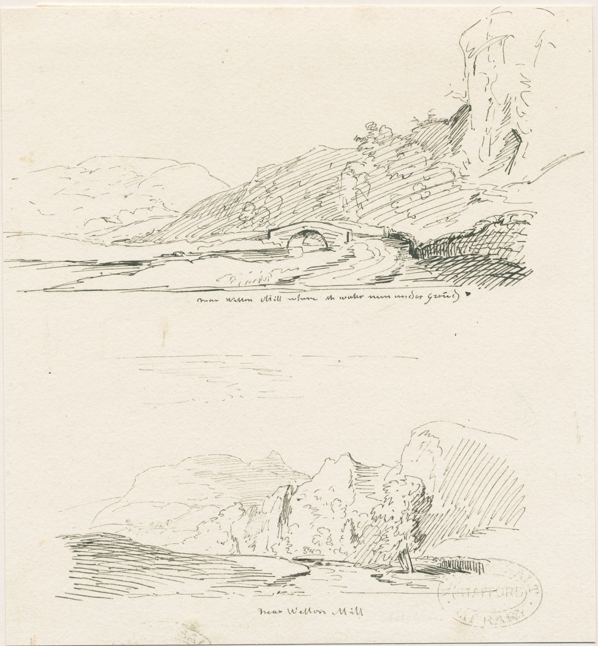 Wetton Mill：钢笔和墨水绘画，编号[1817-1845] 作者 托马斯·佩普洛伍德