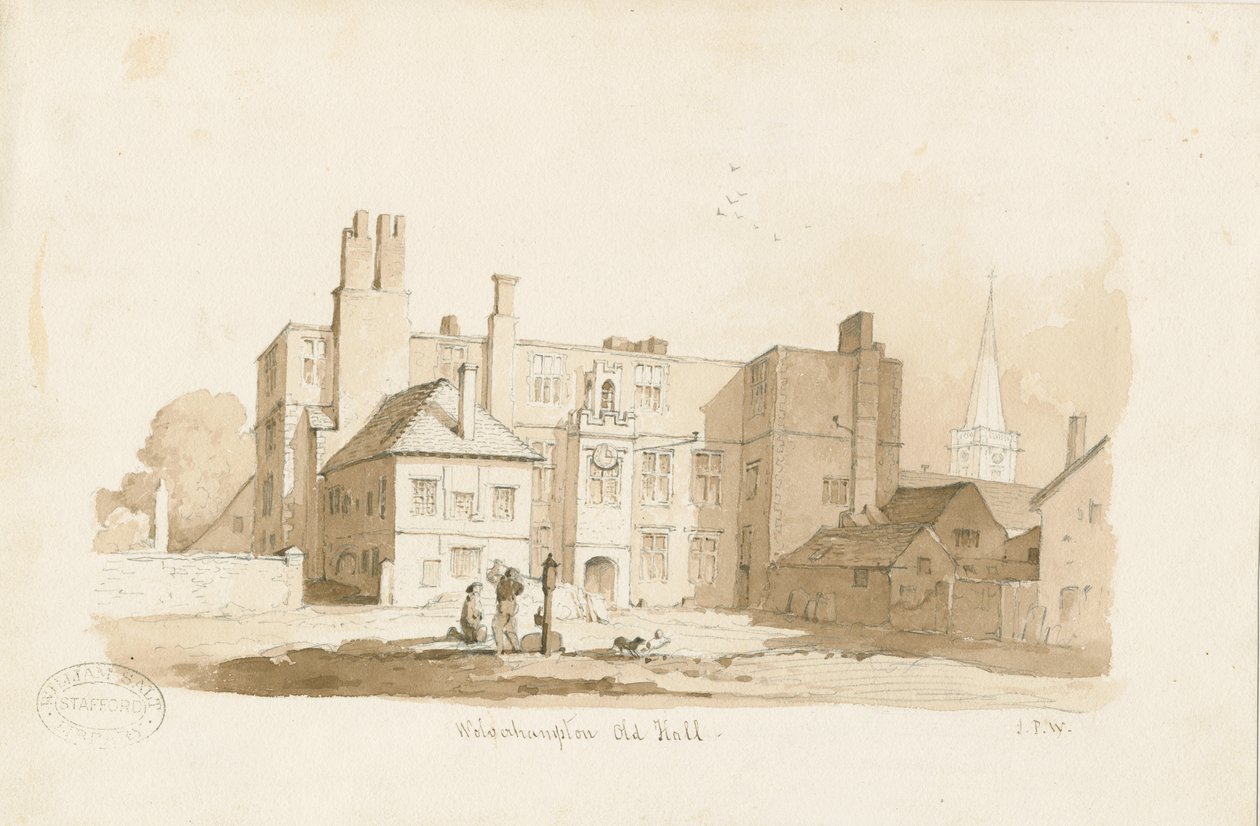 伍尔弗汉普顿-旧大厅：棕褐色绘画，nd [c 1838]（绘画） 作者 托马斯·佩普洛伍德
