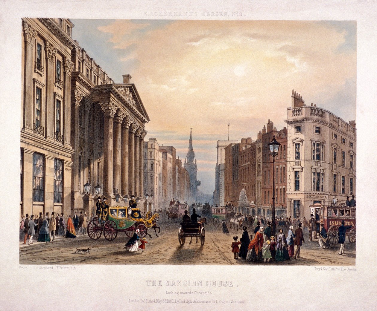 伦敦Mansion House和Cheapside，1851年 作者 托马斯·皮肯
