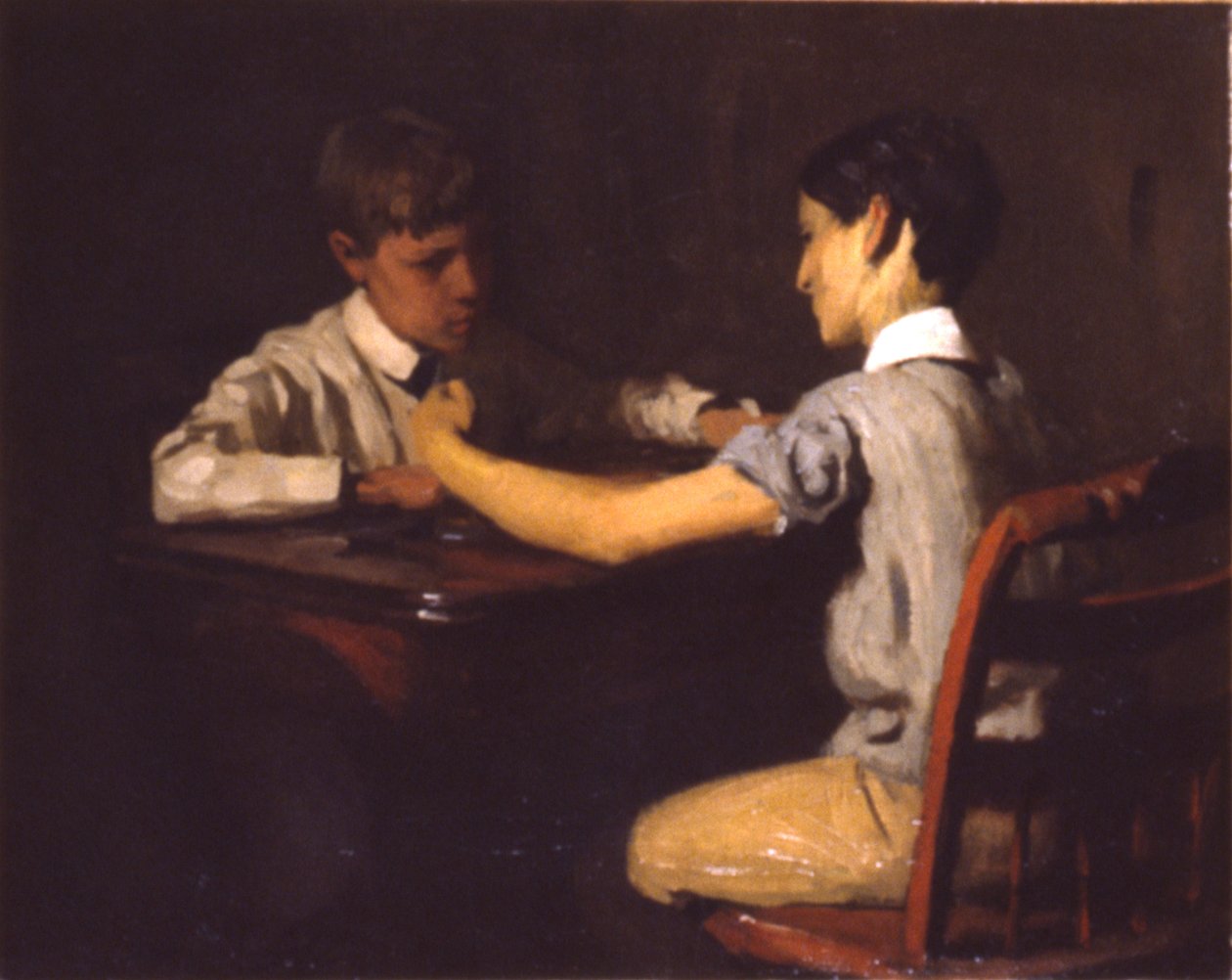 Checker Players, 约1895年。 作者 托马斯·波洛克·安舒茨