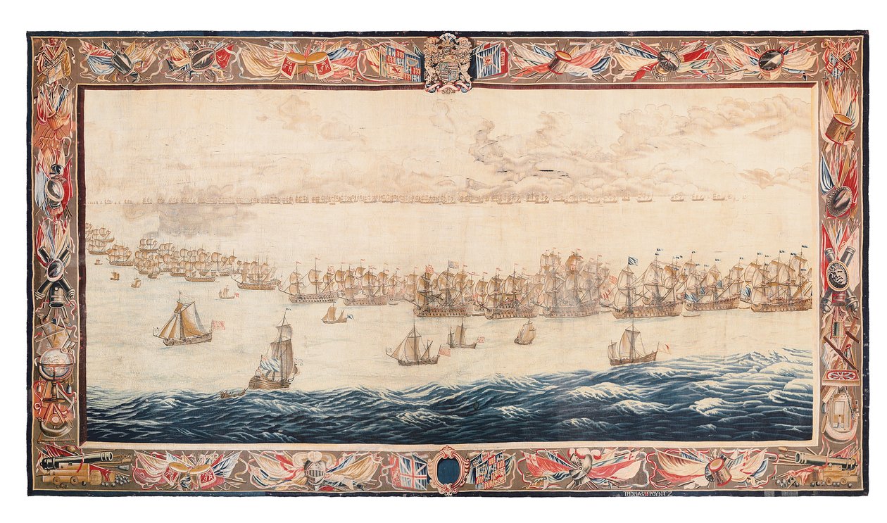 莫特雷克（Mortlake）索莱贝（Solebay）战役的历史挂毯，设计归因于威廉·范·德·维尔德（William van de Velde），约1688年 作者 托马斯·波因茨