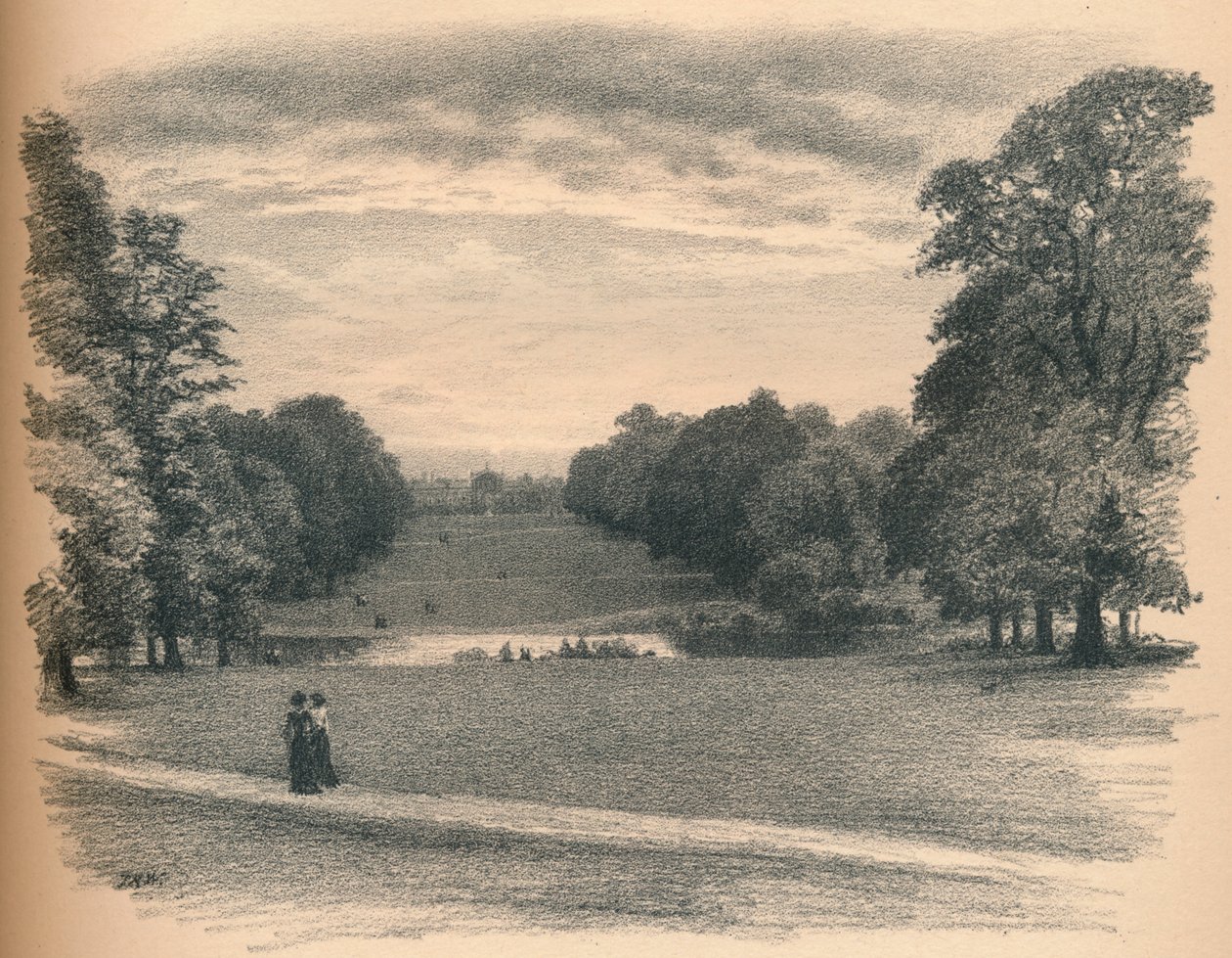 肯辛顿宫，远景，1902年 作者 托马斯·罗伯特·韦