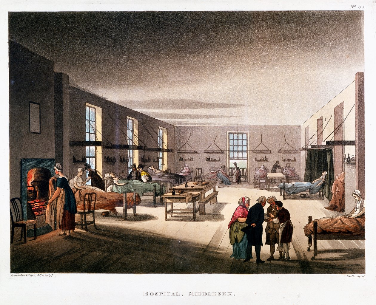 米德尔塞克斯医院的女病房，伦敦，1808-1811年 作者 托马斯·罗兰森，奥古斯都·查尔斯·普金