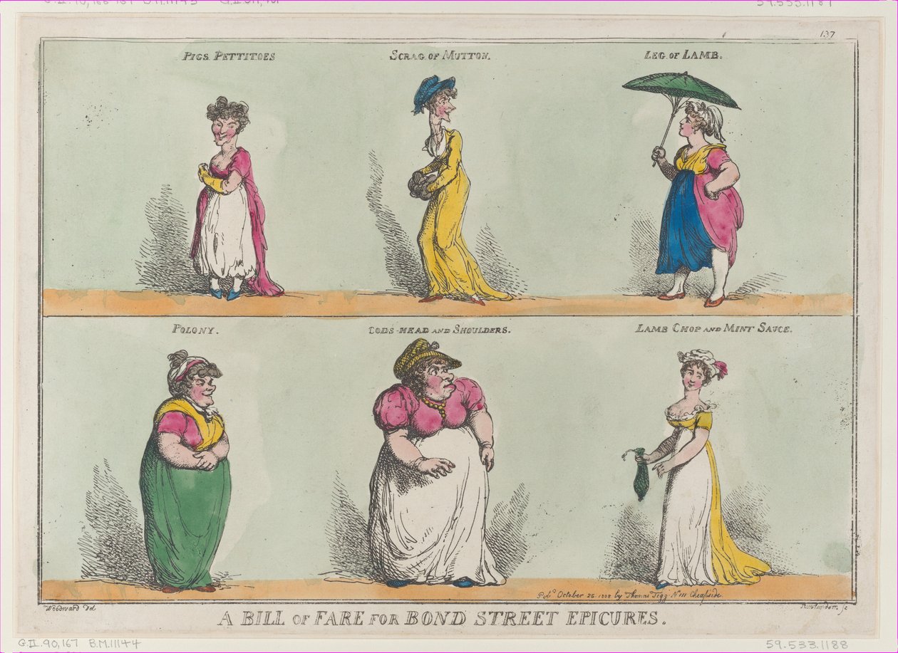 A Bill of Fare for Bond Street Epicures!, October 25, 1808., October 25, 1808. 作者 托马斯·罗兰森