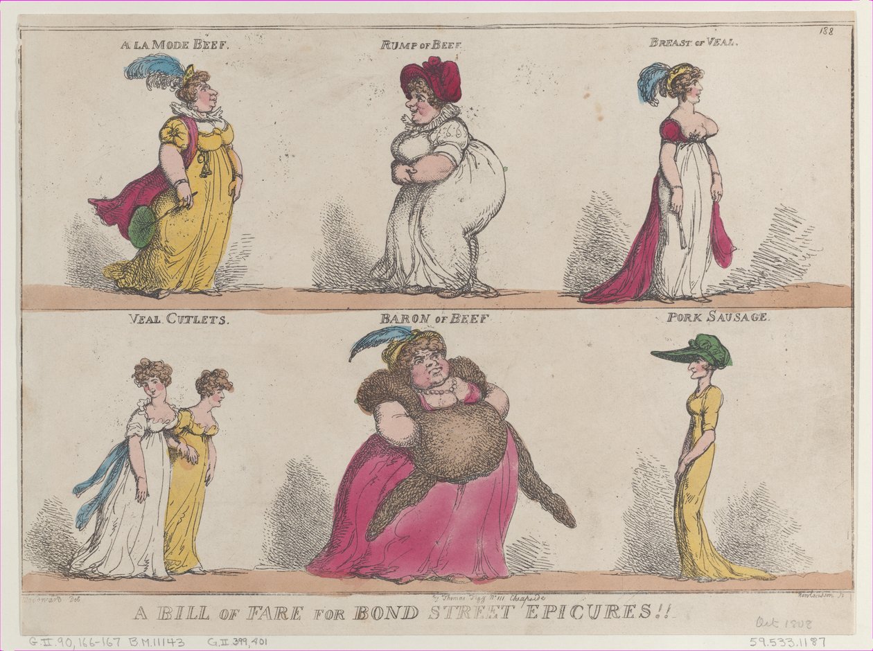 A Bill of Fare for Bond Street Epicures!, October 25, 1808., October 25, 1808. 作者 托马斯·罗兰森