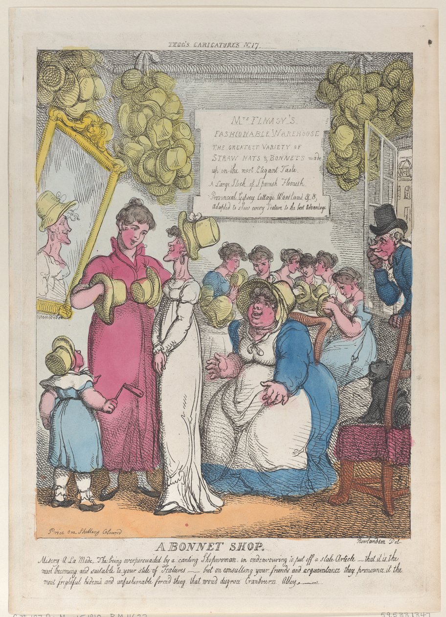 A Bonnet Shop, May 15, 1810., May 15, 1810. 作者 托马斯·罗兰森