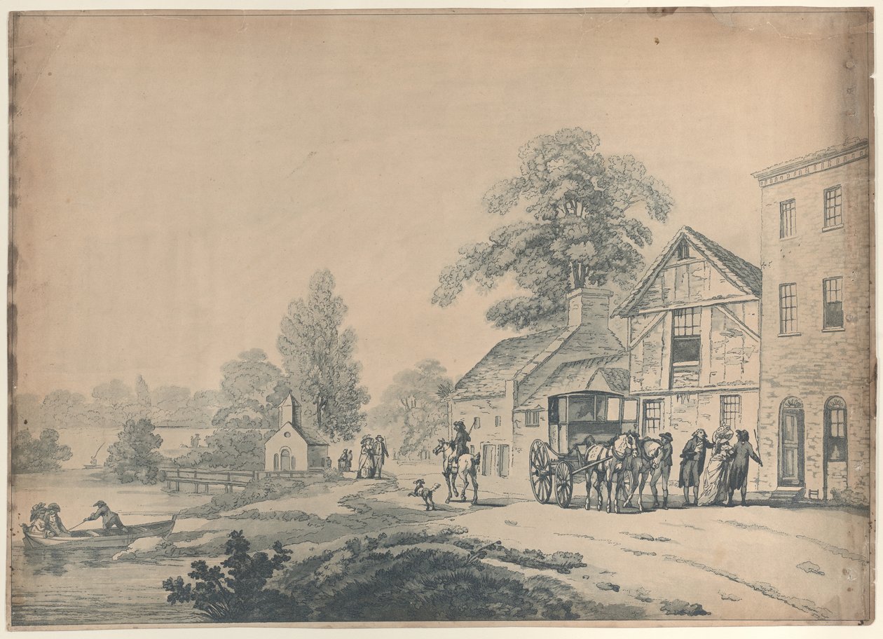 一家旅馆外的马车，1785-90. 作者 托马斯·罗兰森