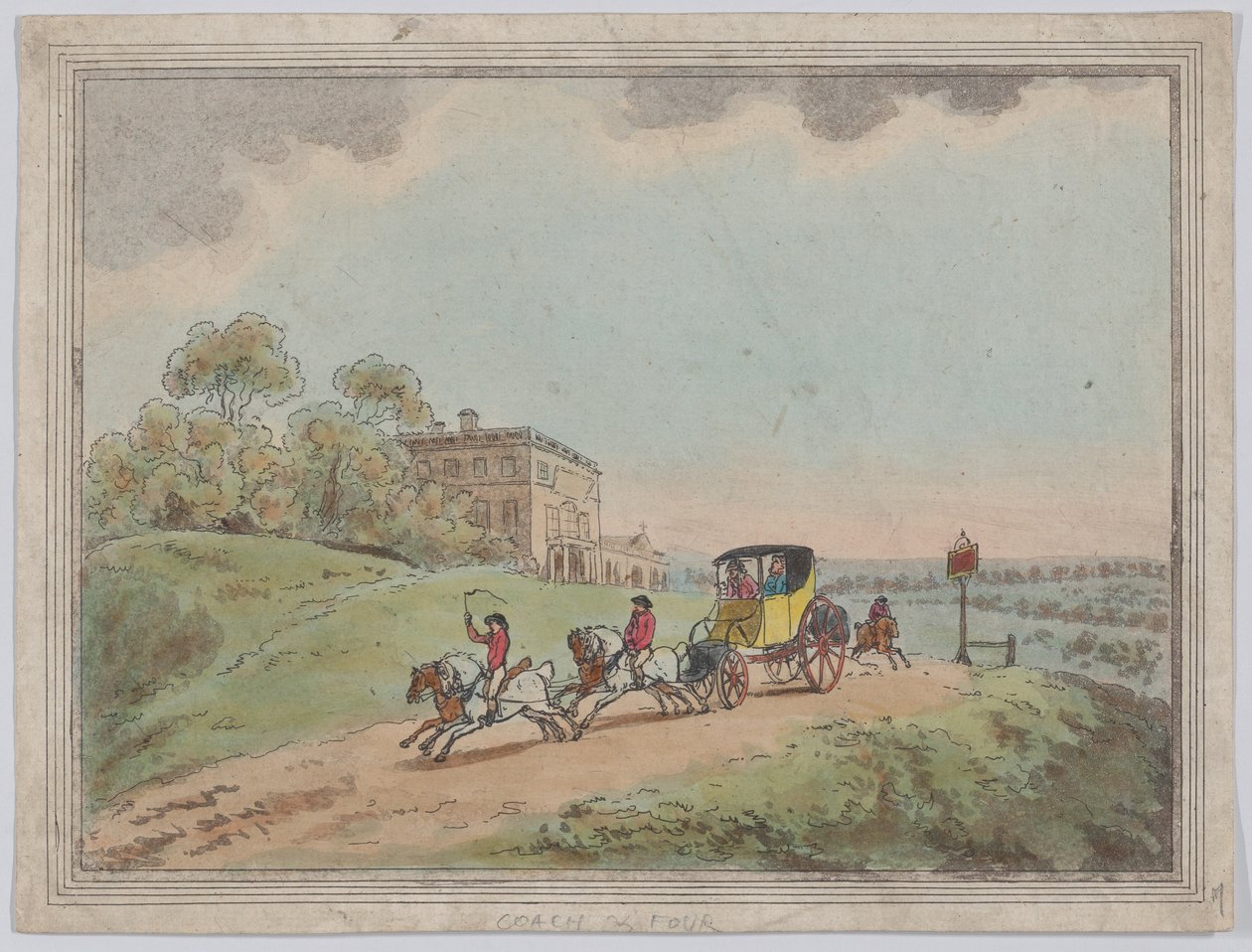 一辆马车和四个人，乡村素描，1787 ...，1787 ...。 作者 托马斯·罗兰森