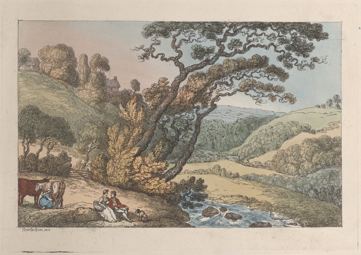 康沃尔的风景，来自康沃尔的风景，1810年，1810年。 作者 托马斯·罗兰森