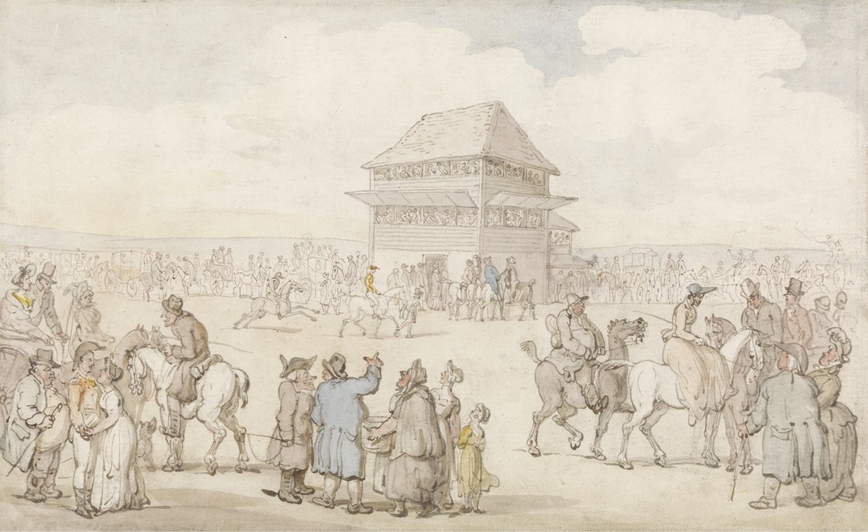 一场拥挤的比赛，c.1805-10（钢笔和纸，带纸） 作者 托马斯·罗兰森