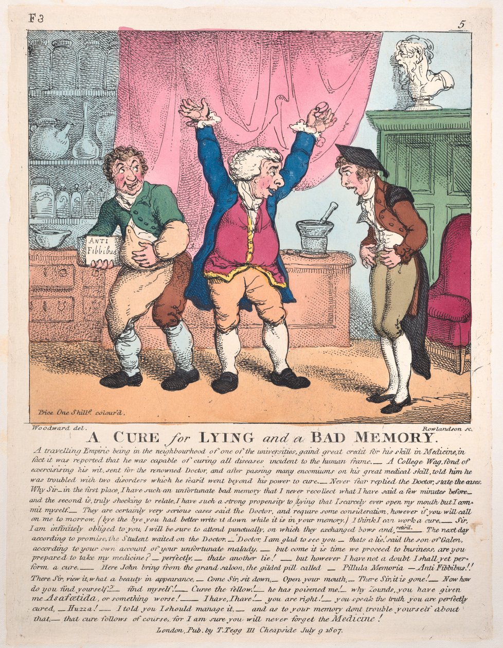 A Cure for Lying and a Bad Memory, July 9, 1807. 撒谎和记性不好的治疗方法，1807年7月9日。 作者 托马斯·罗兰森