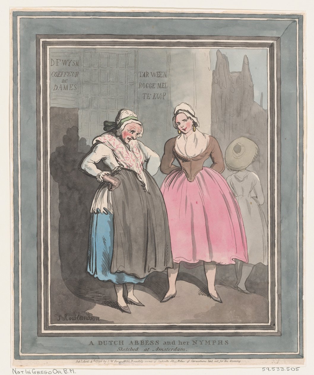 A Dutch Abbess and her Nymphs, April 4, 1796. ，1796年4月4日。 作者 托马斯·罗兰森