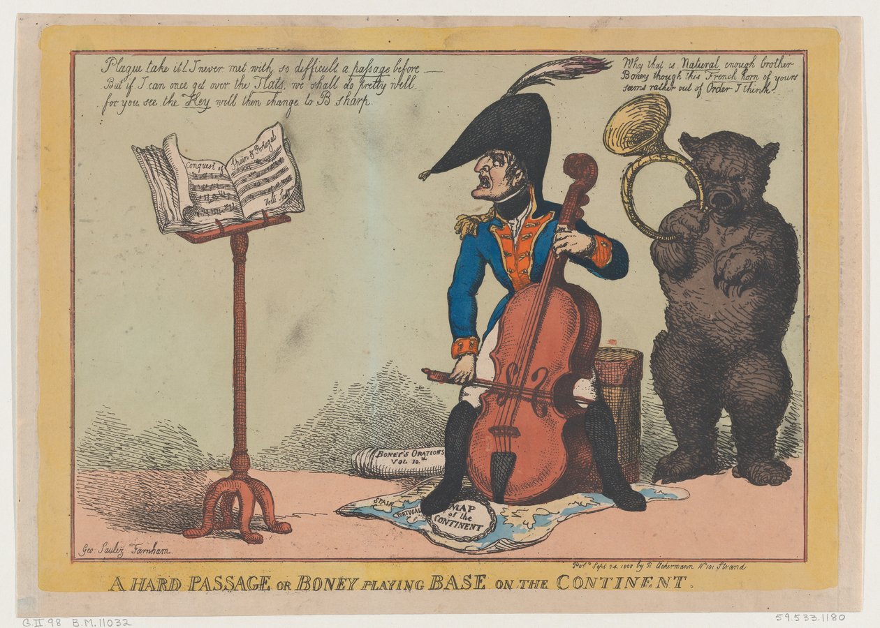 A Hard Passage, or Boney Playing Base on the Continent, September 24, 1808., September 24, 1808. 作者 托马斯·罗兰森
