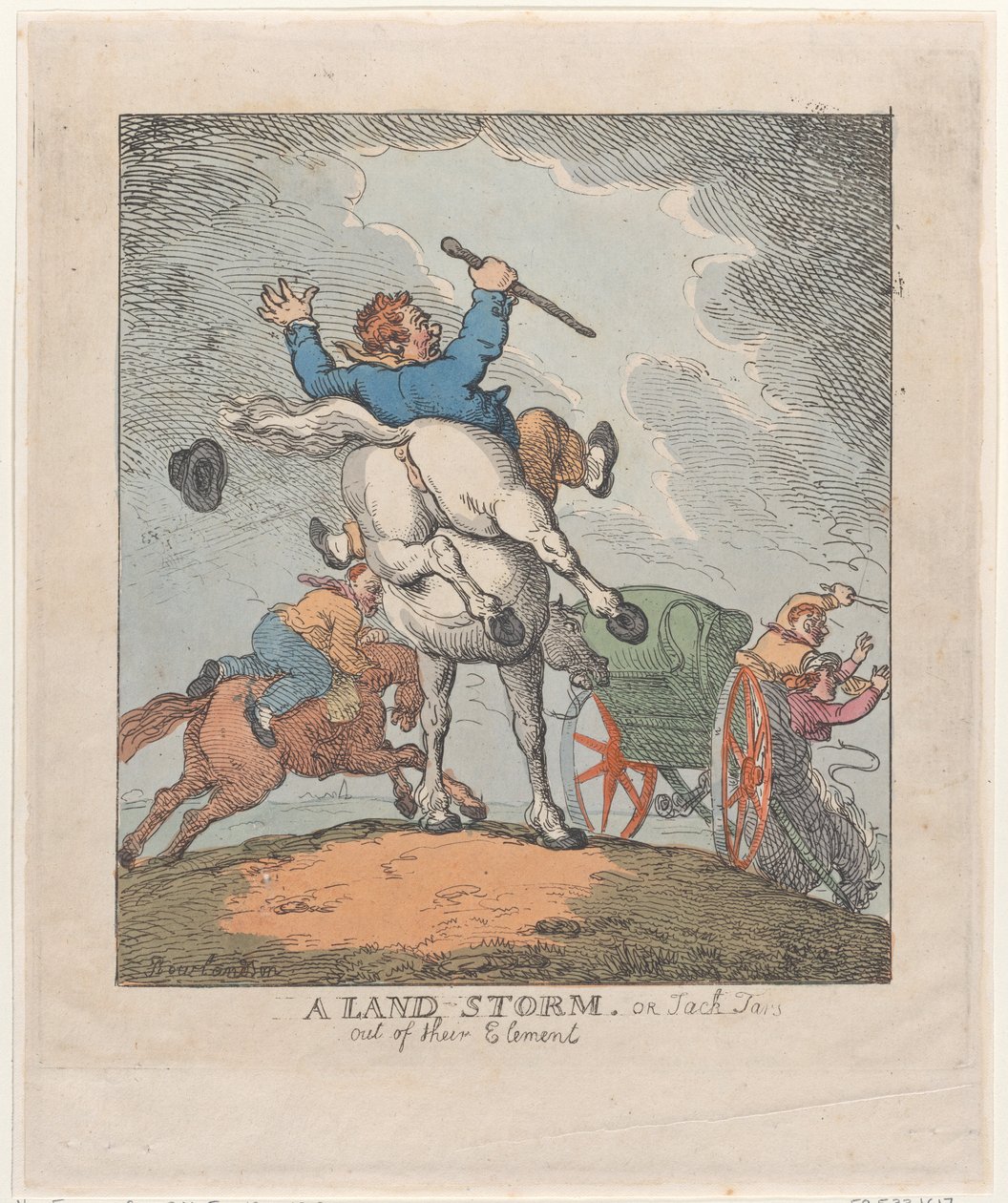 A Land Storm, or Jack Tars Out of Their Element, 1790-1815., 1790-1815. 作者 托马斯·罗兰森