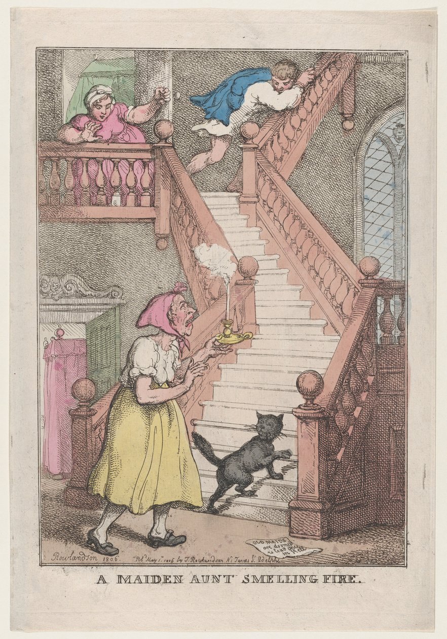 A Maiden Aunt Smelling Fire, May 4, 1806., May 4, 1806. 作者 托马斯·罗兰森