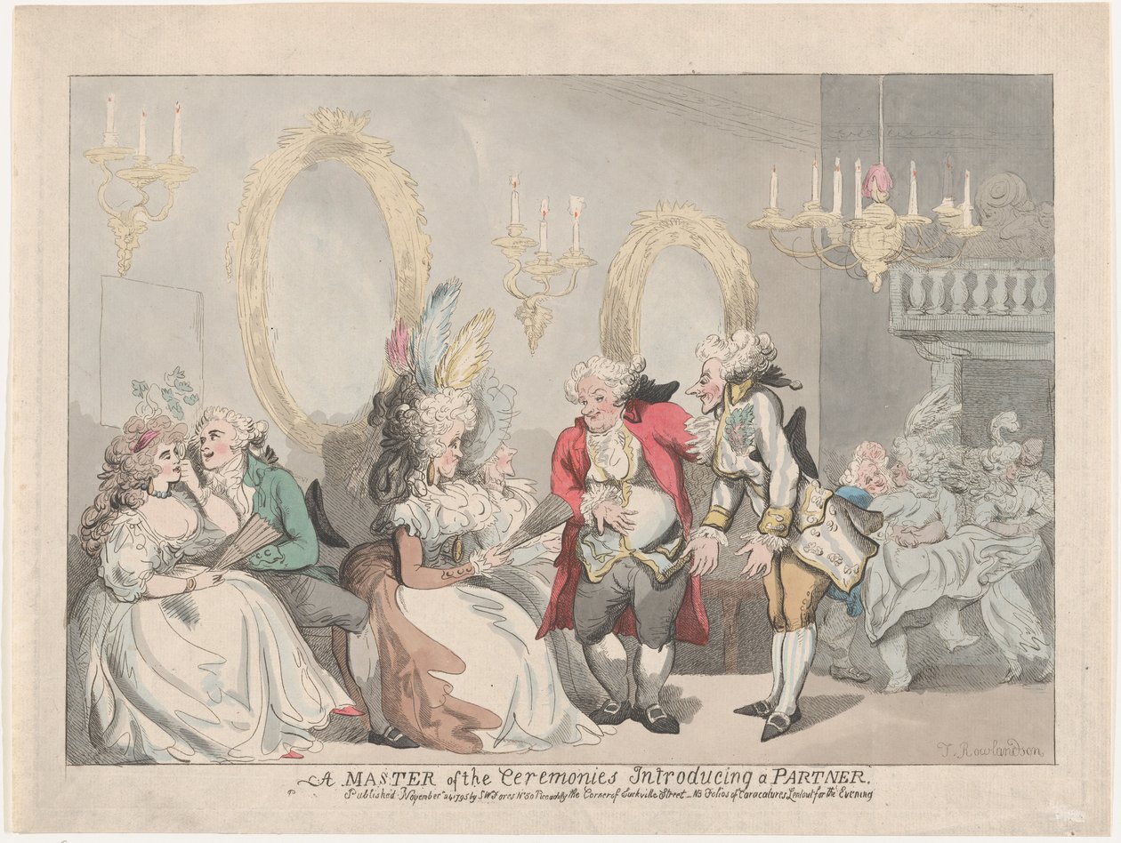 A Master of the Ceremonies Introducing a Partner, November 24, 1795. ，1795年11月24日。 作者 托马斯·罗兰森