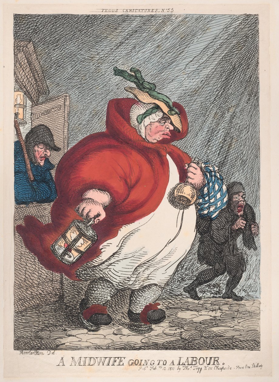 A Midwife Going to a Labour, February 12, 1811. , 1811年2月12日。 作者 托马斯·罗兰森
