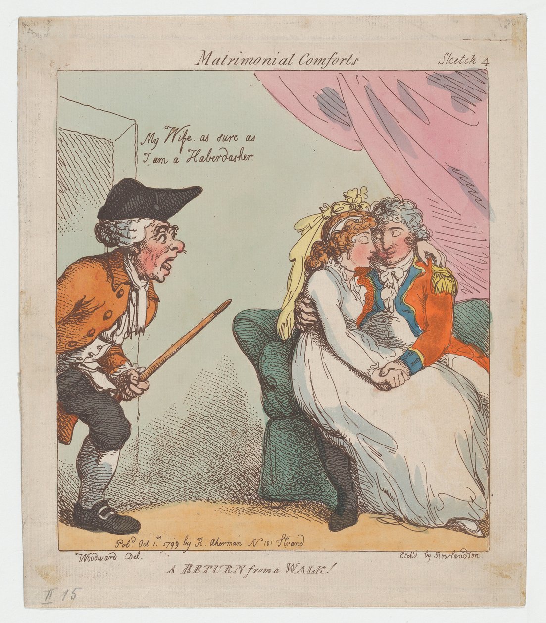 A Return from a Walk, October 1, 1799., 1799年10月1日。 作者 托马斯·罗兰森